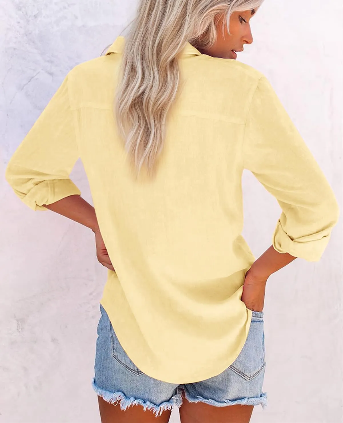 Womens Button Down Shirts Cotton Dress Shirts Oxford Shirts Long Sleeve Work Blouses Collared Tops Tunics with Pocket