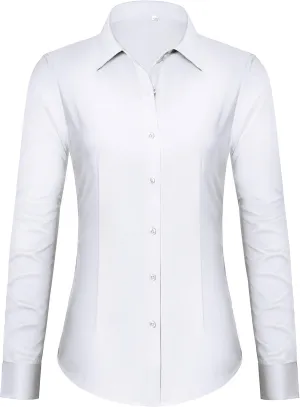 Women's Button Down Shirts Long Sleeve Dress Shirts Collared Fitted Work Office Blouse Tops Wrinkle Free Women's Button Down Shirts Long Sleeve Dress Shirts Collared Fitted Work Office Blouse Tops Wrinkle Free