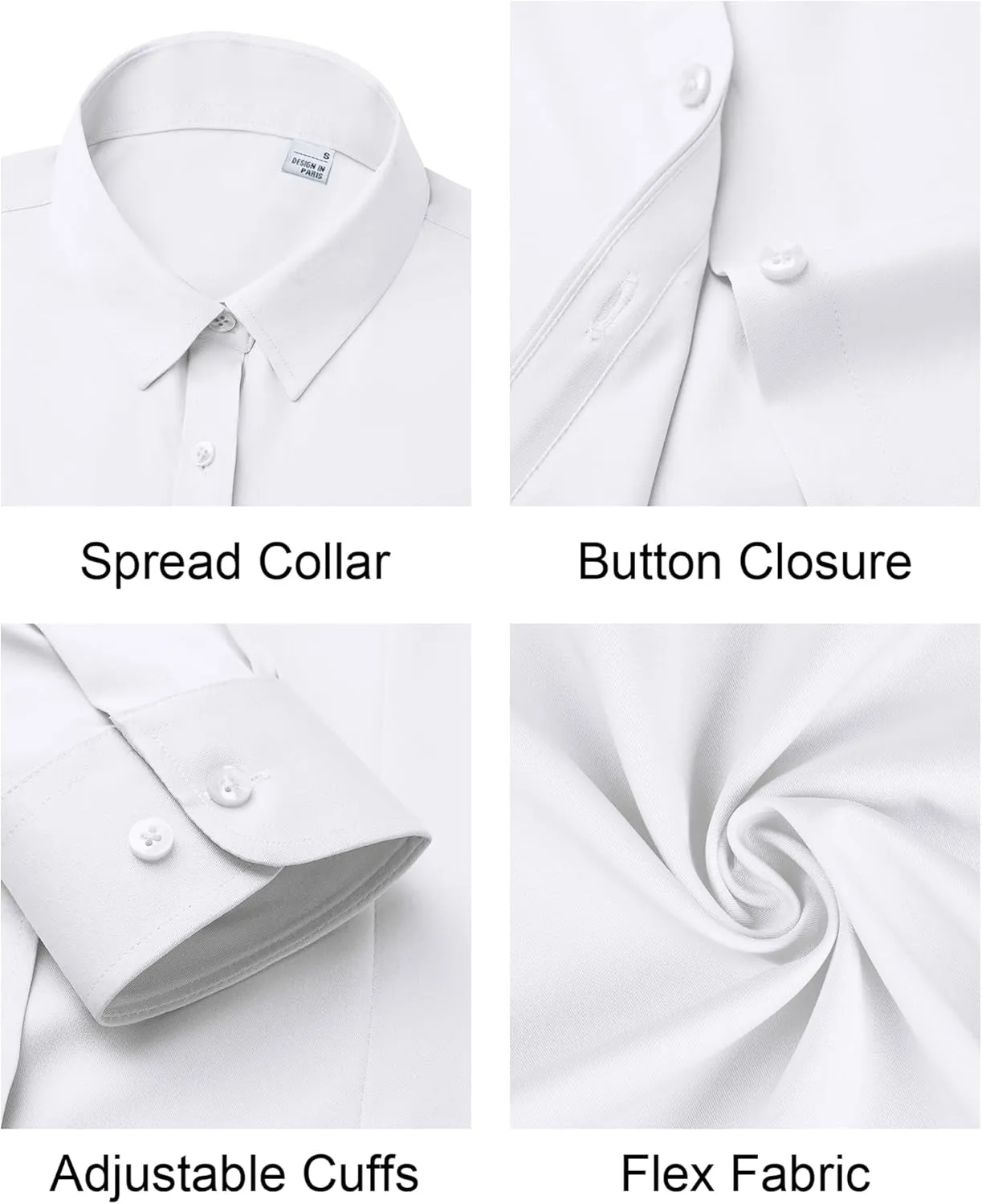 Women's Button Down Shirts Long Sleeve Dress Shirts Collared Fitted Work Office Blouse Tops Wrinkle Free