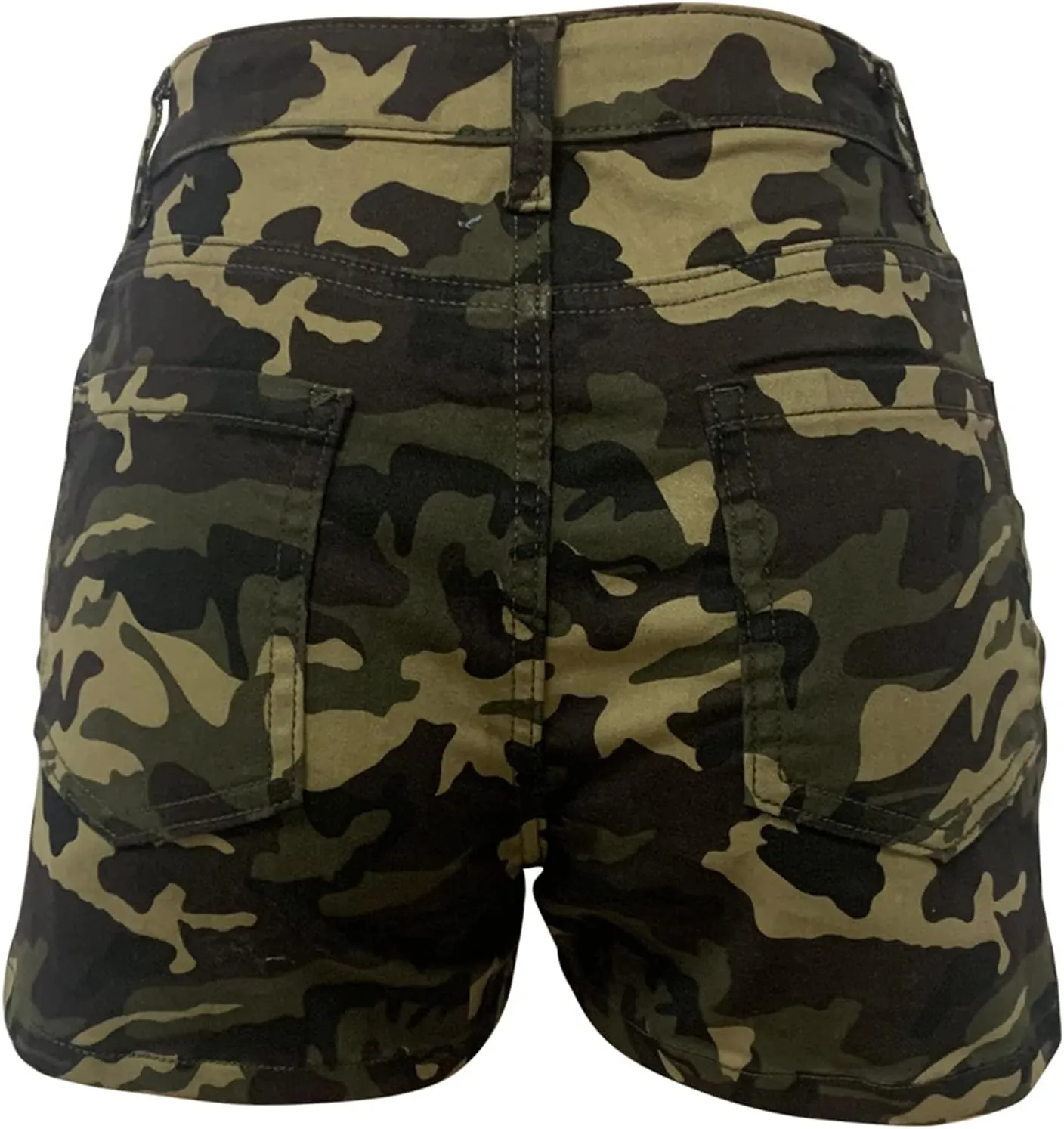 Women's Camo Cargo Shorts High Waisted Army Fatigue Shorts Camouflage Denim Short Pants Mid-Length
