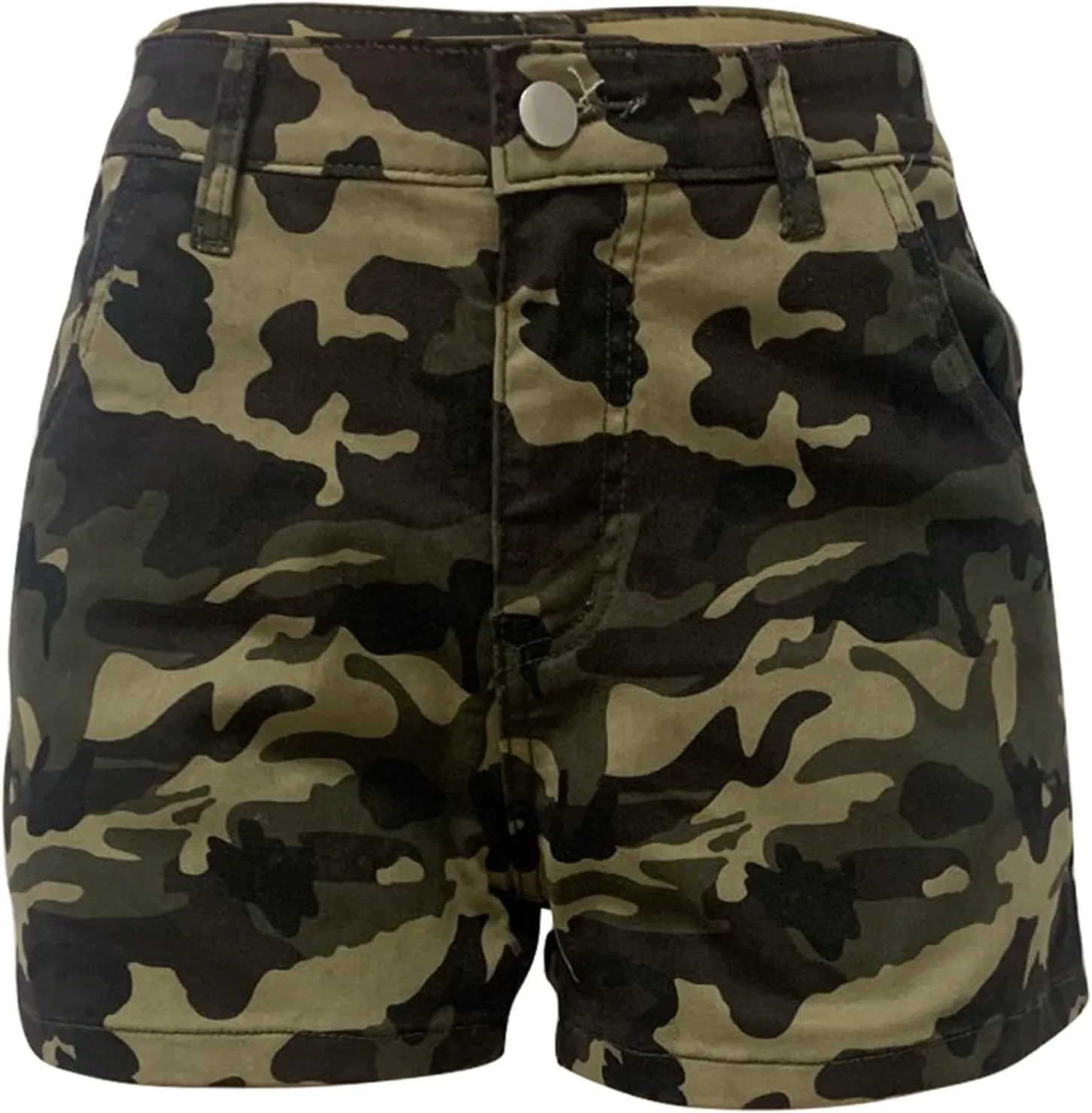 Women's Camo Cargo Shorts High Waisted Army Fatigue Shorts Camouflage Denim Short Pants Mid-Length