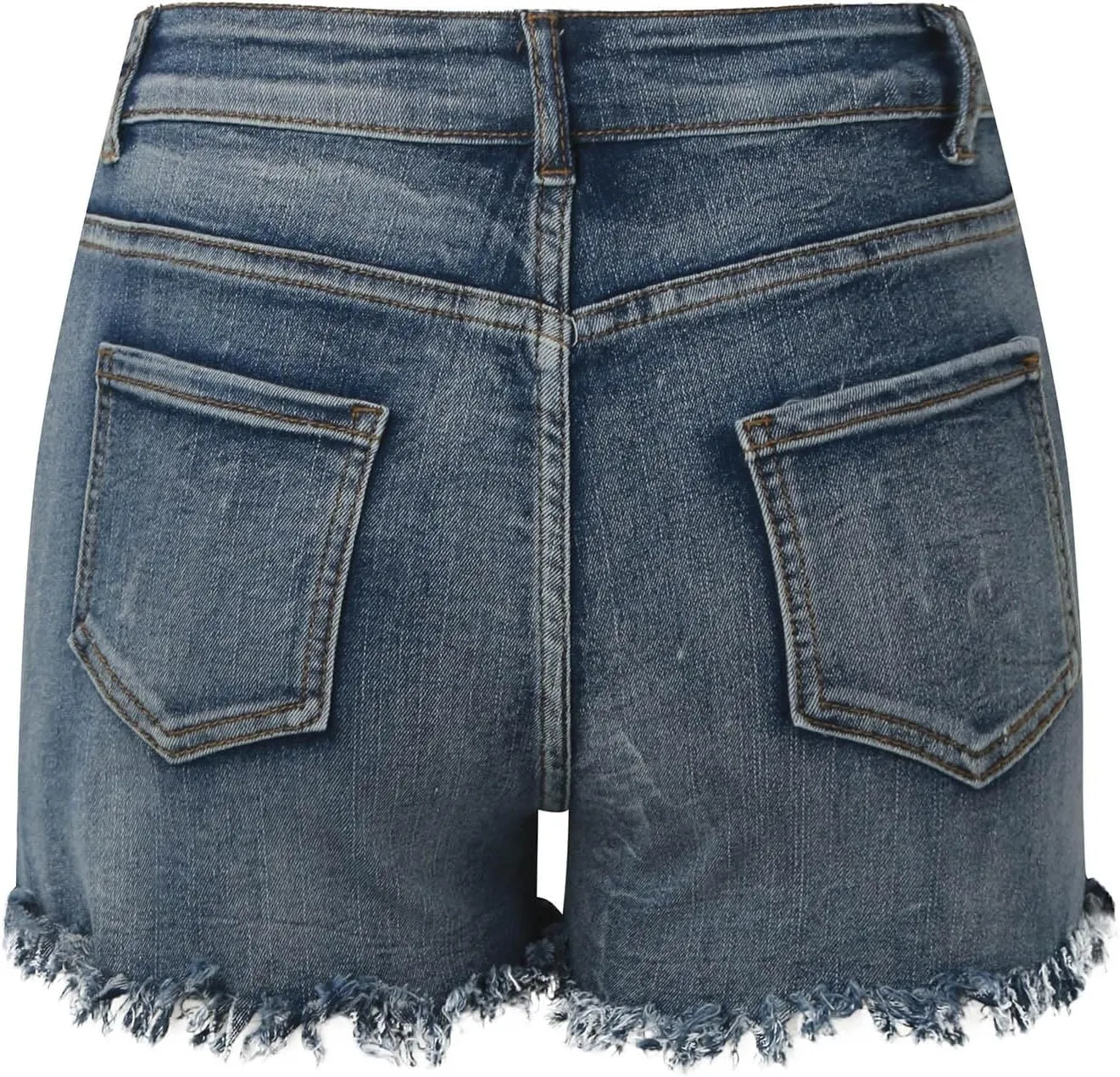 Women's Denim Shorts Mid Rise Ripped Distressed Jean Shorts Cut Off Stretchy Jeans Frayed Raw Hem Casual Short Pants