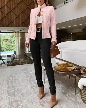 Women's Double Breasted Blazer Casual Business Slim Fit Long Sleeve Textured Open Front Blazer Jackets