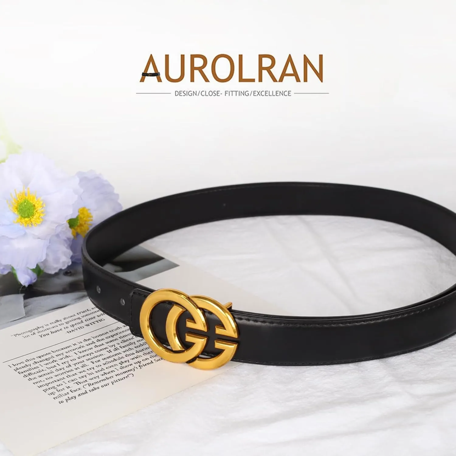 Women's Leather Belt with Buckle - Ideal for Dresses, Jeans, and Coats