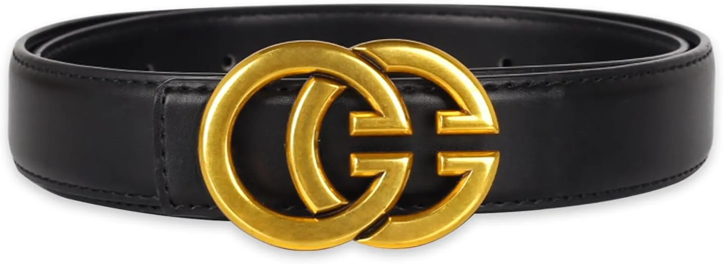 Women's Leather Belt with Buckle - Ideal for Dresses, Jeans, and Coats