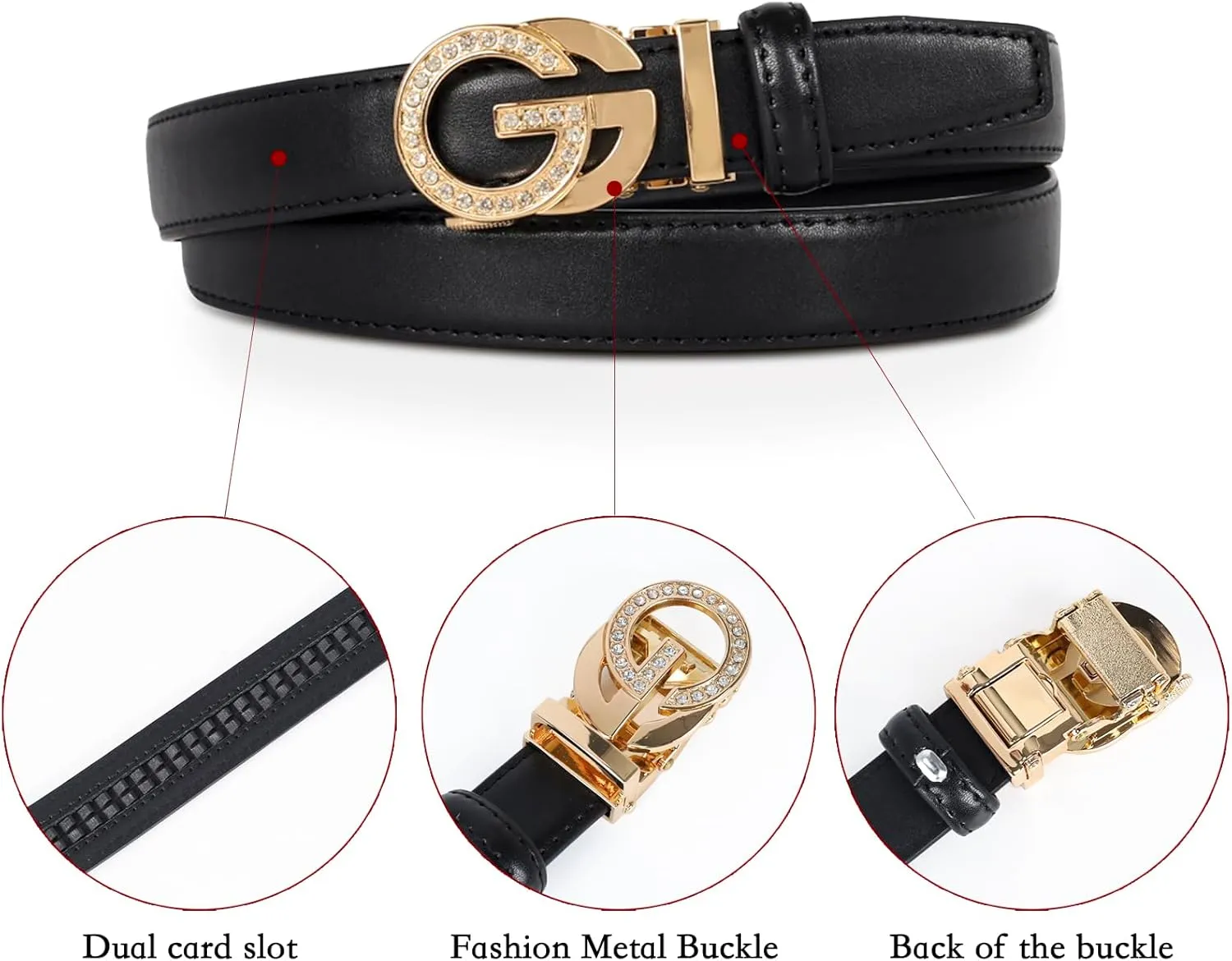 Women's Leather Belt with Buckle - Ideal for Dresses, Jeans, and Coats