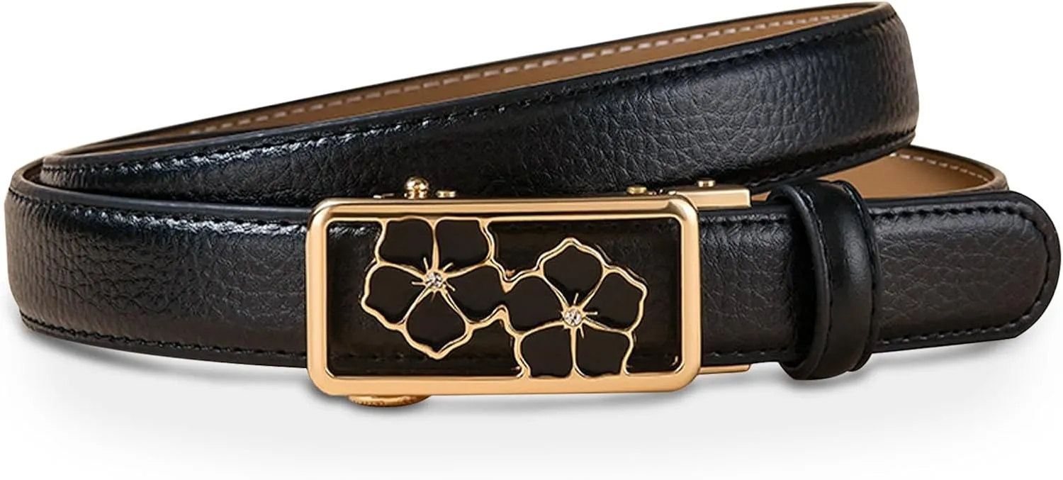 Women's Leather Belt with Buckle - Ideal for Dresses, Jeans, and Coats