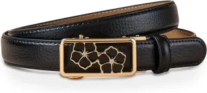 Women's Leather Belt with Buckle - Ideal for Dresses, Jeans, and Coats