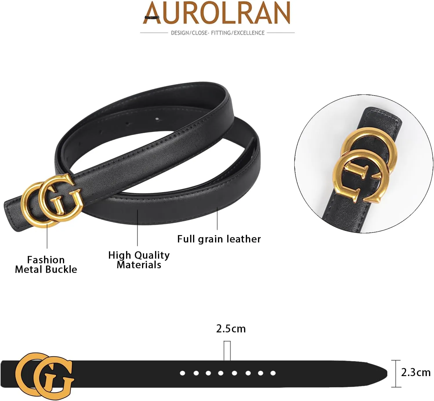 Women's Leather Belt with Buckle - Ideal for Dresses, Jeans, and Coats
