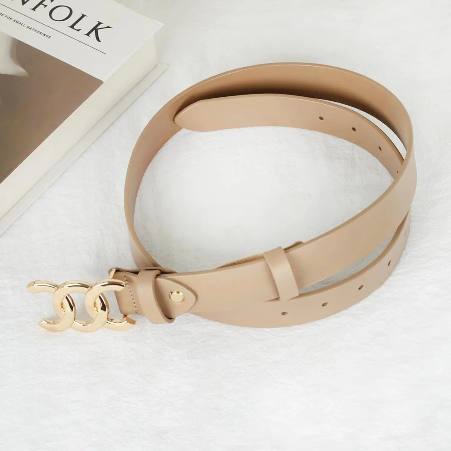 Women's Leather Belt with Buckle - Ideal for Dresses, Jeans, and Coats