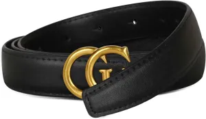 Women's Leather Belt with Buckle - Ideal for Dresses, Jeans, and Coats