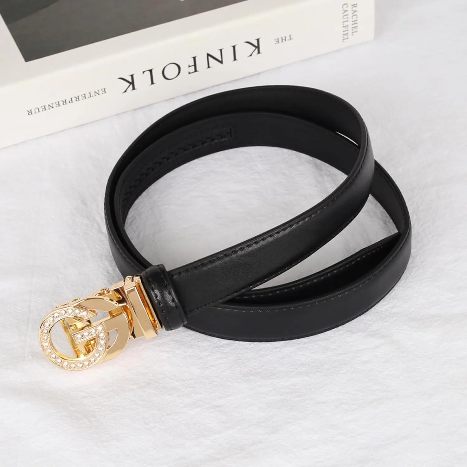 Women's Leather Belt with Buckle - Ideal for Dresses, Jeans, and Coats