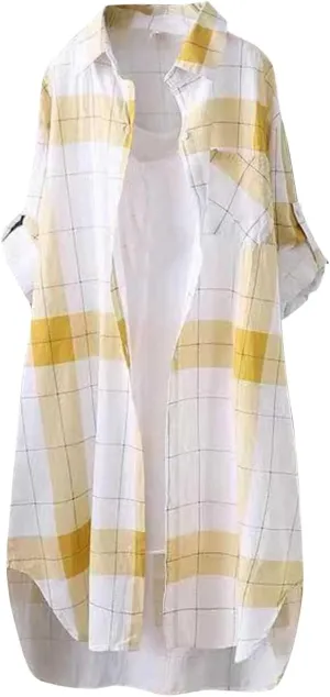 Womens Oversized Button Down Plaid Shacket Shirt with Pockets Roll Up Long Sleeve Casual Boyfriend Tunic Blouse Top