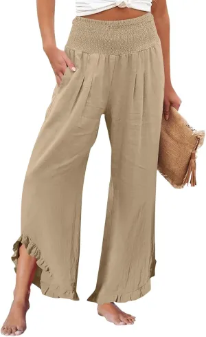 Women's Summer Casual Flowing Wide-Legged Dressy Loose Fit Fashion Pants