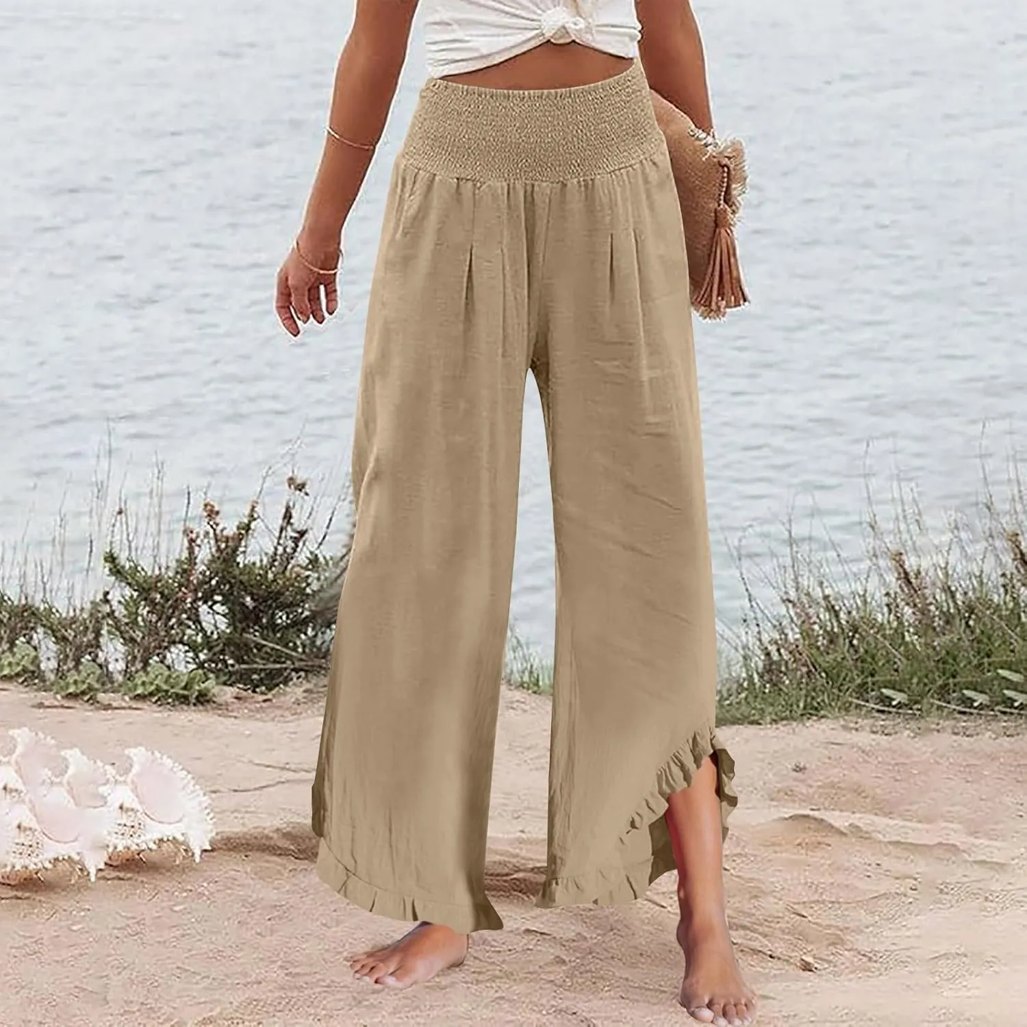 Women's Summer Casual Flowing Wide-Legged Dressy Loose Fit Fashion Pants