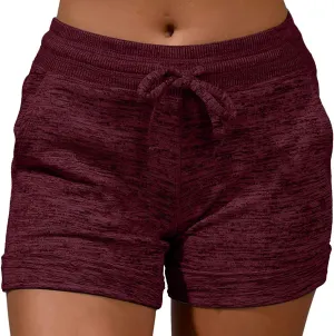 Women's Summer Lounge Shorts Drawstring High Waisted Casual Beach Shorts Pull On Athletic Running Yoga Short Pants