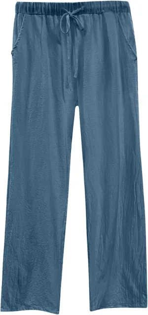 Womens Summer Wide Leg Business Casual Chute Pants Loose Drawstrings High Waisted Long Trousers with Pockets