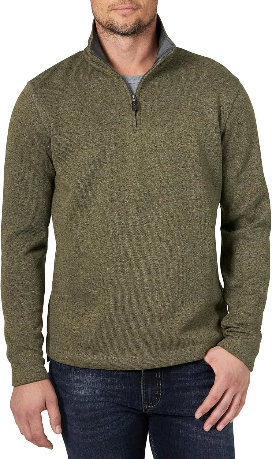 Wrangler Authentics Men's Long Sleeve Fleece Quarter-Zip Sweater