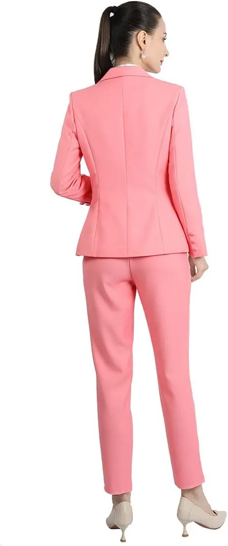 YUNCLOS Women's 2 Piece Double Breasted Suit Set Two Button Blazer and Pants