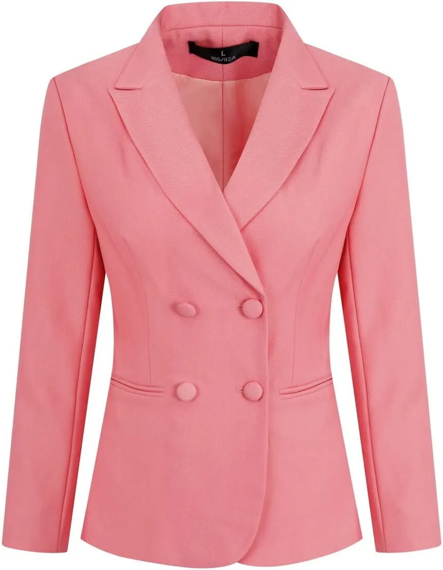 YUNCLOS Women's 2 Piece Double Breasted Suit Set Two Button Blazer and Pants