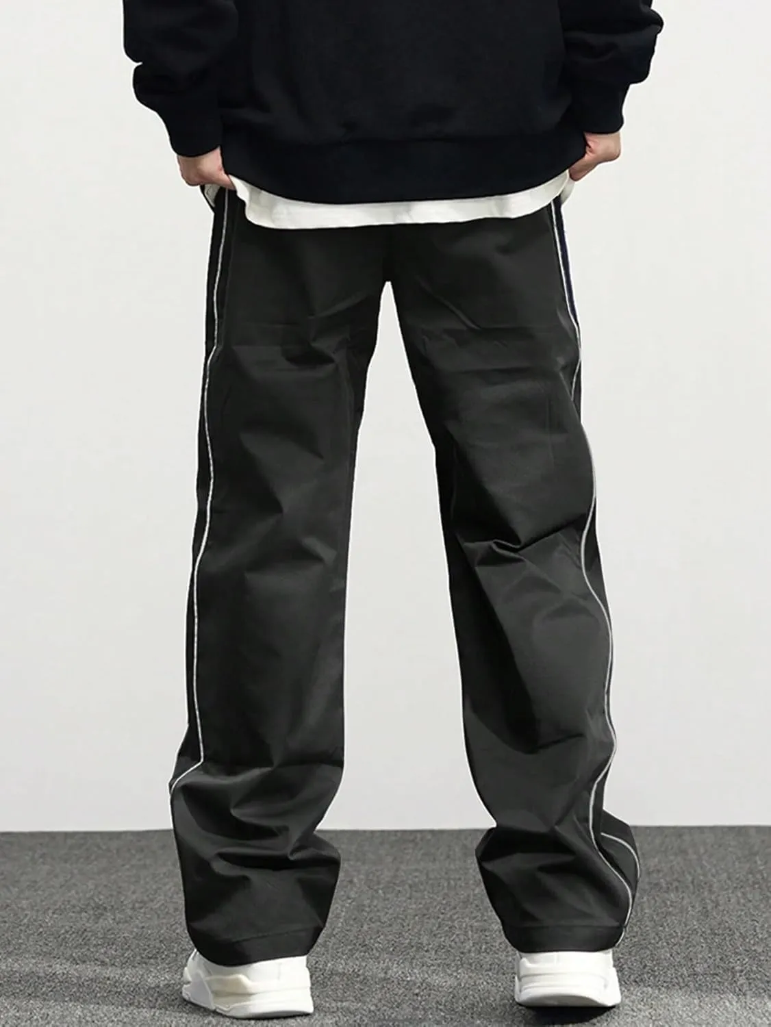 ZAFUL Men's Baggy Track Pants Y2K Streetwear Pants Drawstring Letter Pockets Casual Lounge Trousers