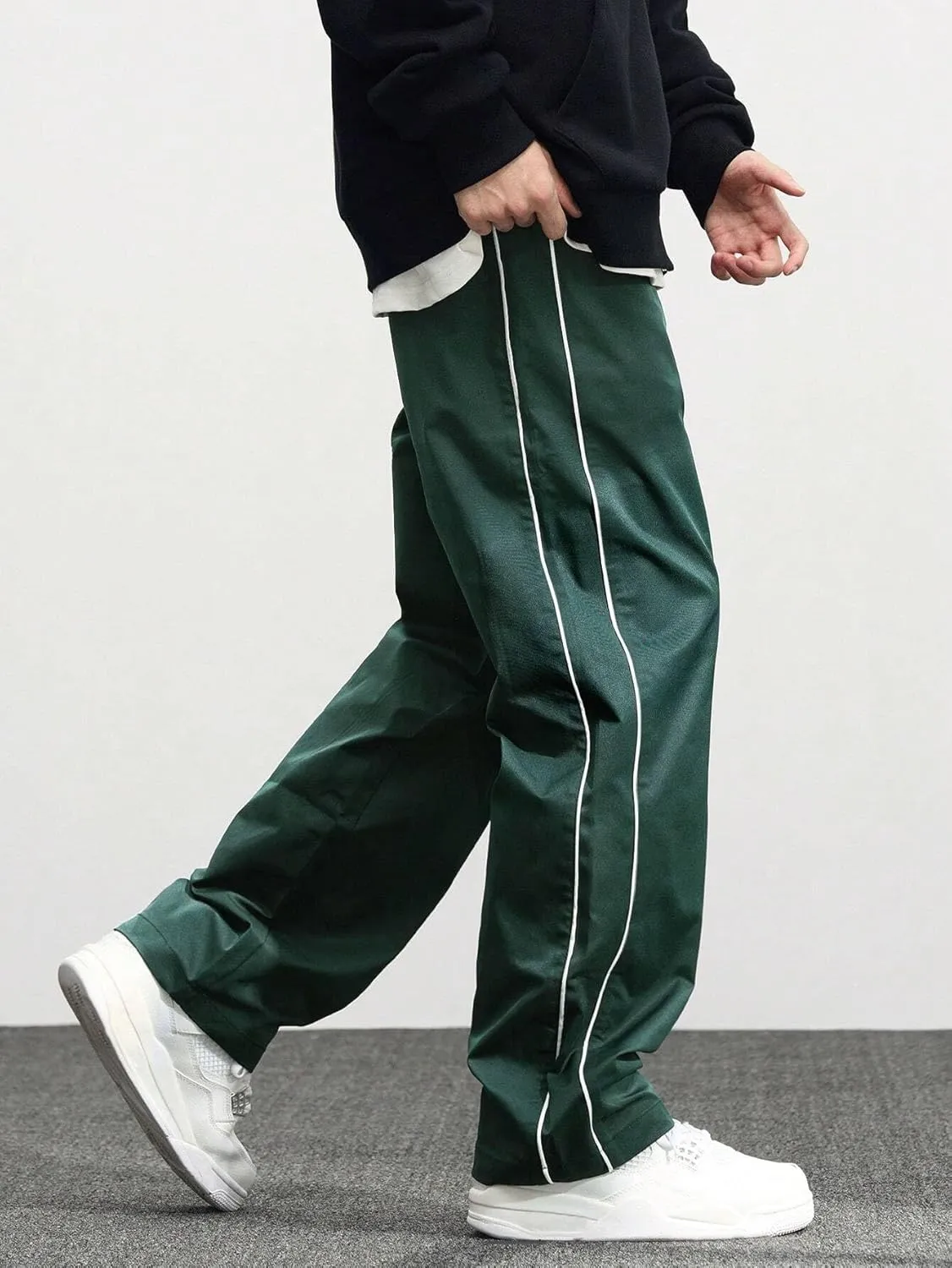 ZAFUL Men's Baggy Track Pants Y2K Streetwear Pants Drawstring Letter Pockets Casual Lounge Trousers