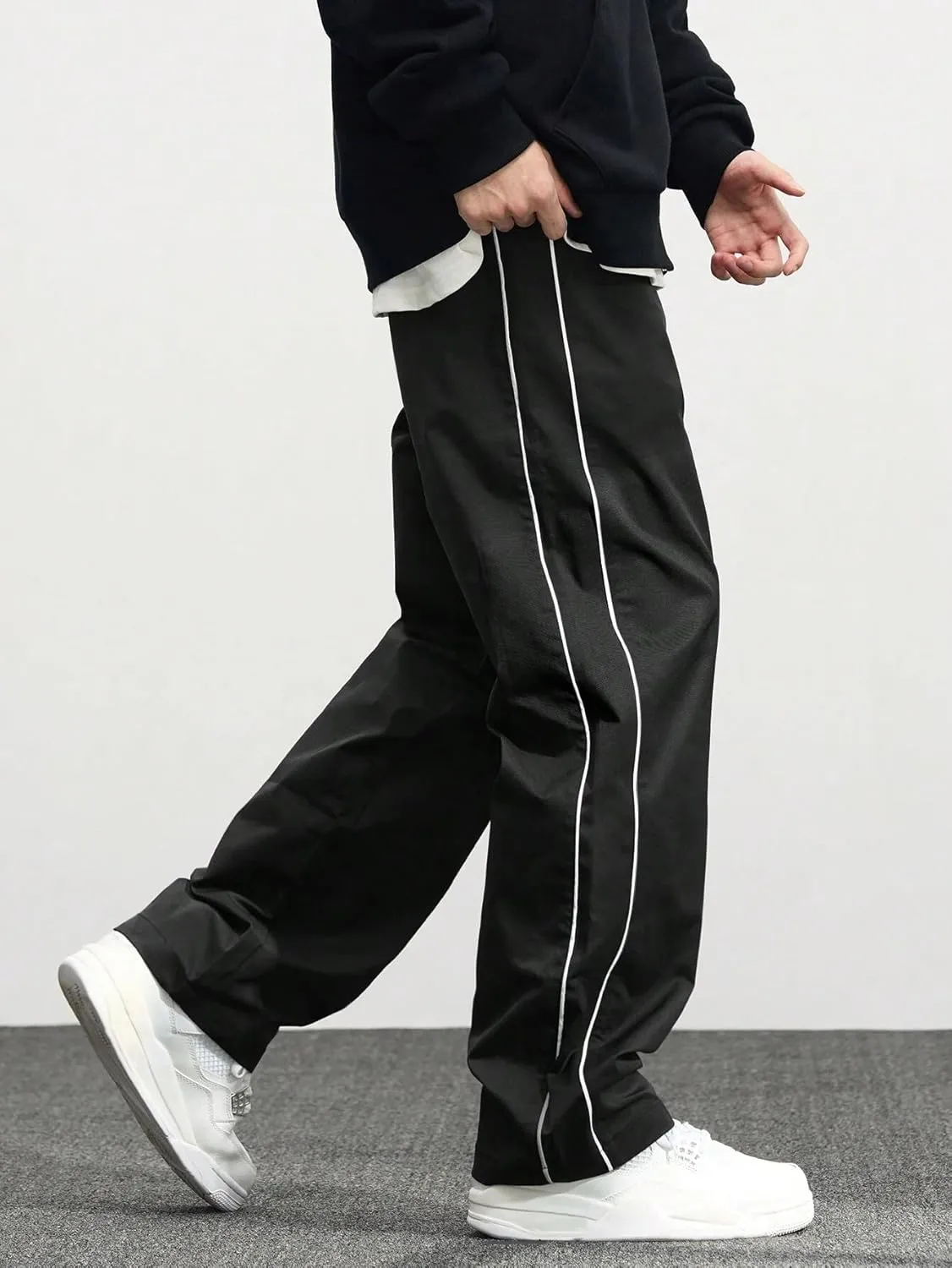 ZAFUL Men's Baggy Track Pants Y2K Streetwear Pants Drawstring Letter Pockets Casual Lounge Trousers