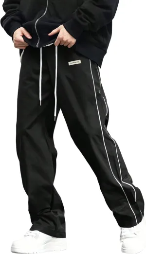 ZAFUL Men's Baggy Track Pants Y2K Streetwear Pants Drawstring Letter Pockets Casual Lounge Trousers
