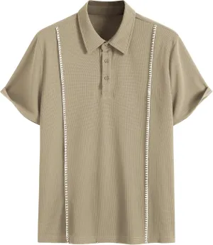 ZAFUL Men's Casual Button-Down Shirts Short Sleeve Striped Dress Shirts Button Down Tops